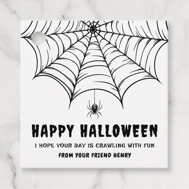 Étiquettes Cadeau Halloween Spiderweb (Devant)