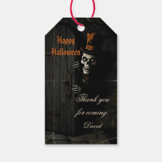 Étiquettes-cadeau Halloween squelette vintage