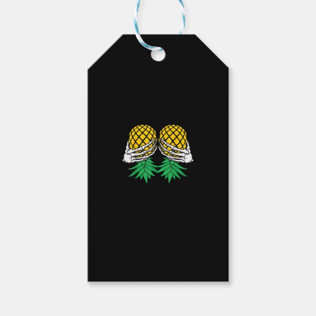 Étiquettes-cadeau Halloween vers le haut vers le bas de l'ananas squ (Devant)