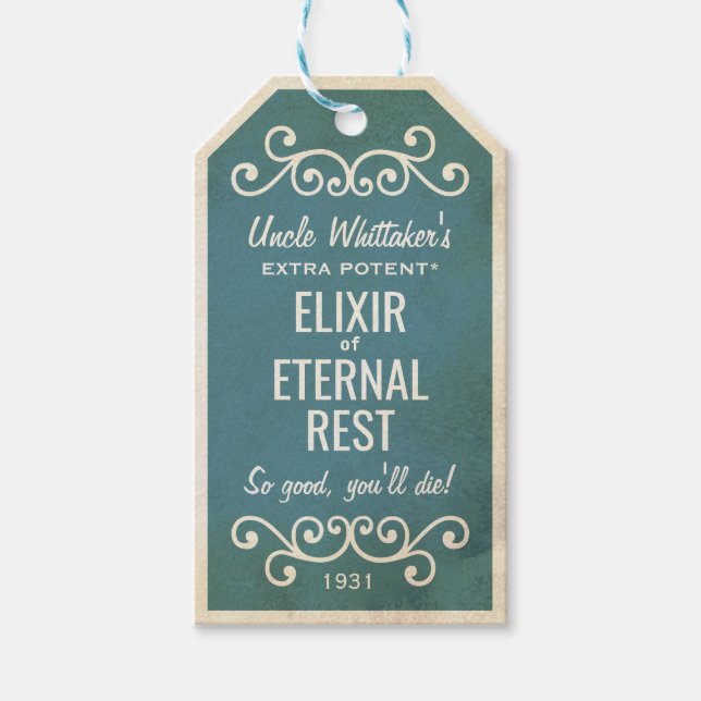 Étiquettes-cadeau Halloween vintage bleu poison tag (Devant)