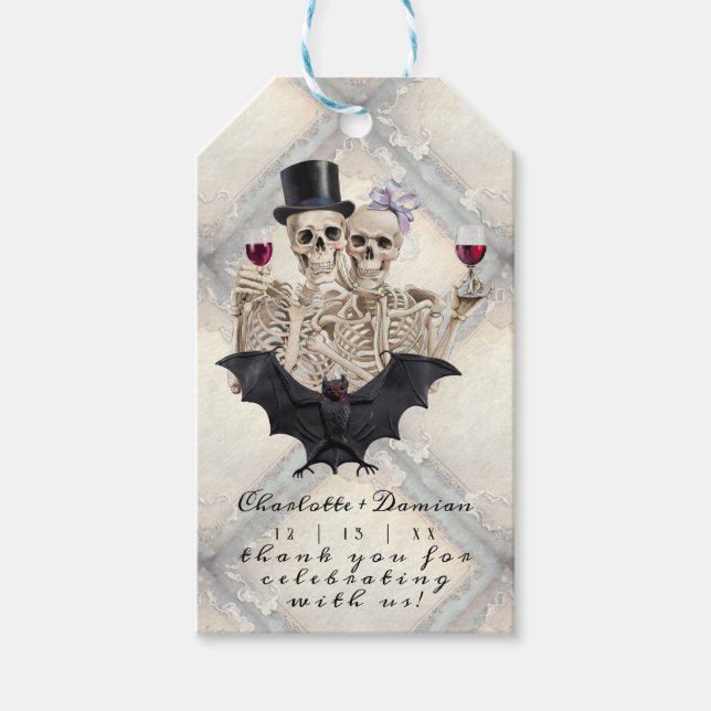 Étiquettes-cadeau Hallowen Gothic Skuls Tarot Le Mariage des amoureu (Devant)