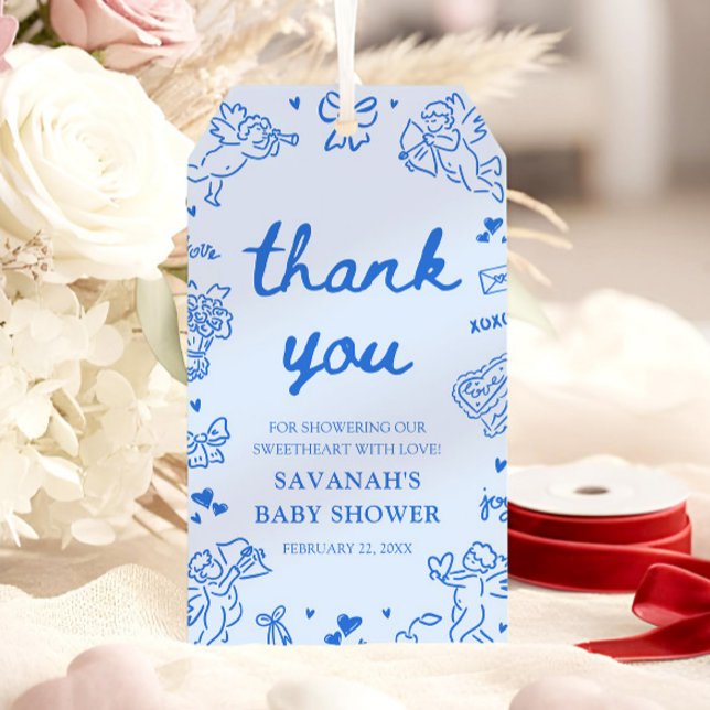 Étiquettes-cadeau Hand Drawn Valentine Little Sweetheart Baby Shower (Hand Drawn Valentine Little Sweetheart Baby Shower Gift Tags)