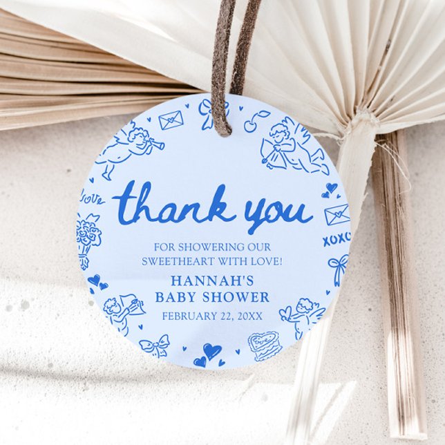 Étiquettes Cadeau Hand Drawn Valentine Little Sweetheart Baby Shower (Hand Drawn Valentine Little Sweetheart Baby Shower Favor Tags)