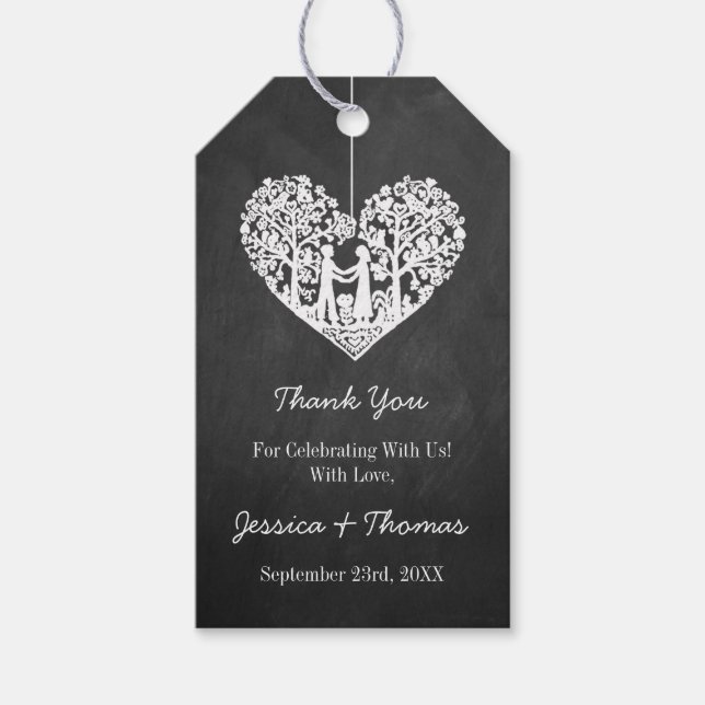 Étiquettes-cadeau Hanging Heart Tree Chalkboard Mariage Collection