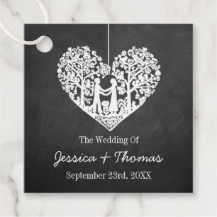 Étiquettes Cadeau Hanging Heart Tree Chalkboard Mariage Collection