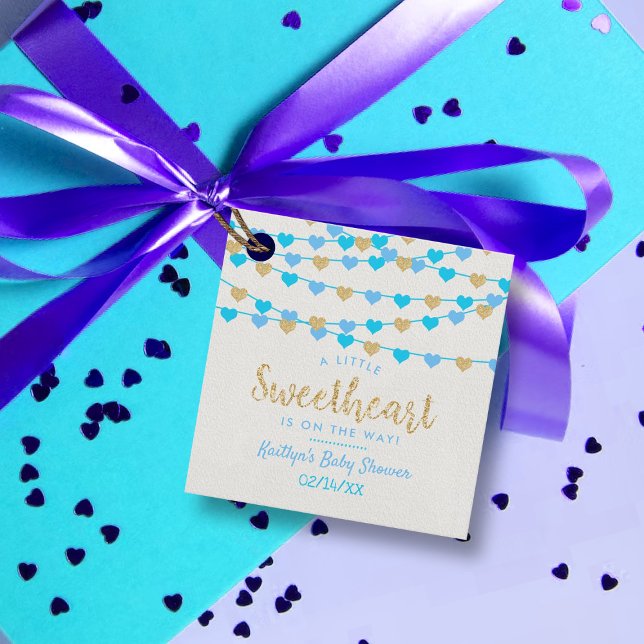 Étiquettes Cadeau Hanging Love Hearts Petit Baby shower amoureux (Créateur téléchargé)