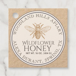 Étiquettes Cadeau Hangtag Fleur sauvage Kraft avec abeille française