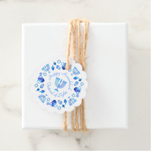 Étiquettes Cadeau Hanukkiah Happy Hanoukka Juive Fête Menorah