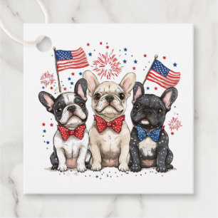Étiquettes Cadeau Happy 4 juillet Bulldogs français