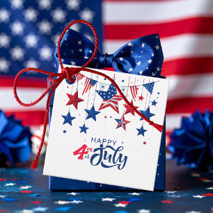 Étiquettes Cadeau Happy 4 juillet Hanging Stars ID1103