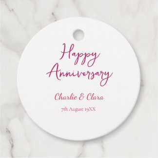 Étiquettes Cadeau  Happy anniversary add name pink bold name date si