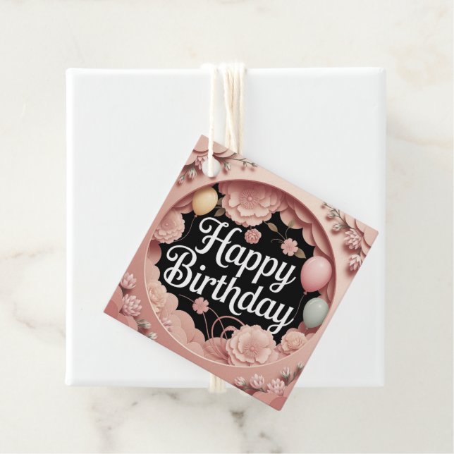 Étiquettes Cadeau Happy Birthday (En situation)