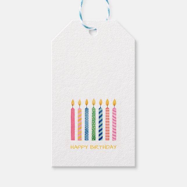 Étiquettes-cadeau Happy Birthday Candles Modern Artisan Colorful Fun (Devant)