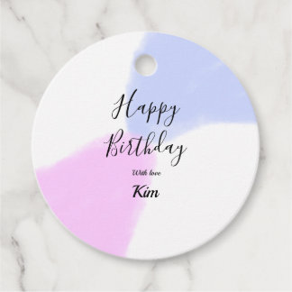 Étiquettes Cadeau Happy birthday pink purple pastel name simple eleg