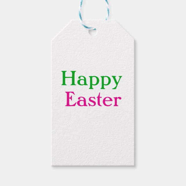 Étiquettes-cadeau Happy easter boho vert rose enfants ajouter nom ti (Devant)