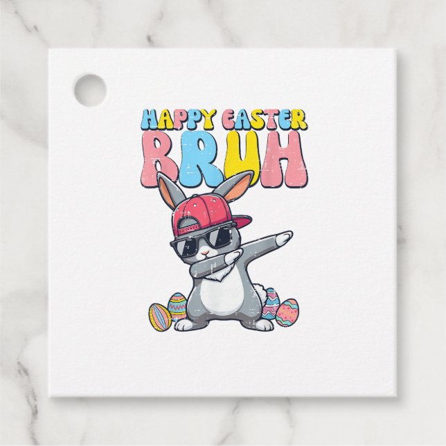 Étiquettes Cadeau Happy Easter Bruh Bunny Dab Rabbit Dance Boys Kids (Devant)