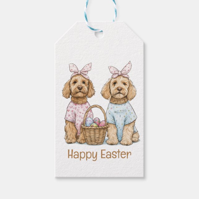Étiquettes-cadeau Happy Easter Goldendoodle Dogs (Devant)