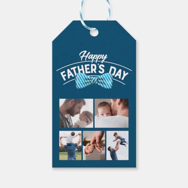 Étiquettes-cadeau Happy Fête des pères 5 Photo Collage (Devant)