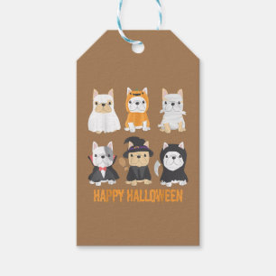 Étiquettes-cadeau Happy Halloween Chiens Carlins mignonnes Amoureux