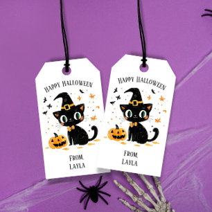 Étiquettes-cadeau Happy Halloween Cute Cat