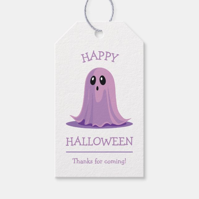 Étiquettes-cadeau Happy Halloween Éffrayant fantôme (Devant)