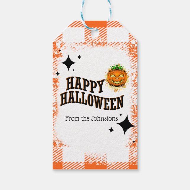 Étiquettes-cadeau Happy Halloween Jackolantern Citrouille (Devant)