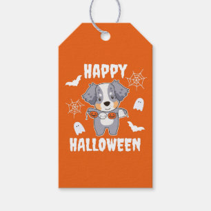 Étiquettes-cadeau Happy Halloween Shepherd Australien Costume de chi