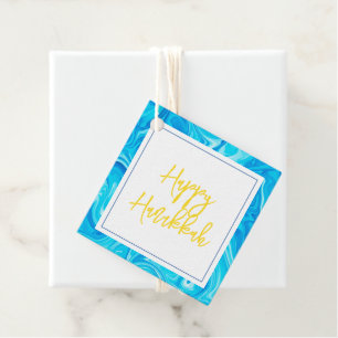 Étiquettes Cadeau Happy Hanoukka Elégant Marbelized Paint Art