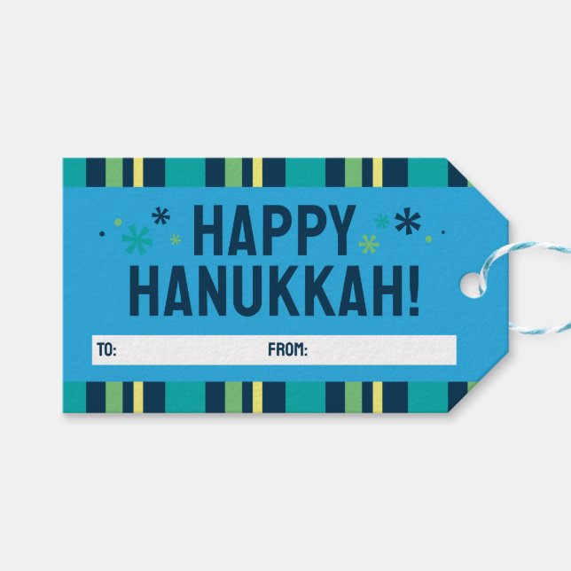 Étiquettes-cadeau Happy Hanukkah Gift Tag (Devant (Horizontal))