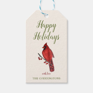 Étiquettes-cadeau Happy Holidays Custom Cardinal Gift Tags