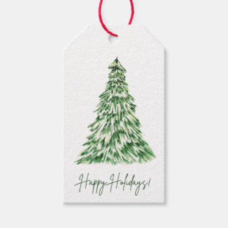 Étiquettes-cadeau Happy Holidays Gift Tag | Watercolor Holiday Tag