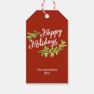 Étiquettes-cadeau Happy Holidays Holly Berry Tags cadeaux de Noël