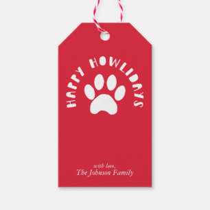 Étiquettes-cadeau Happy Howlidays Animaux Empreintes de pattes Perso