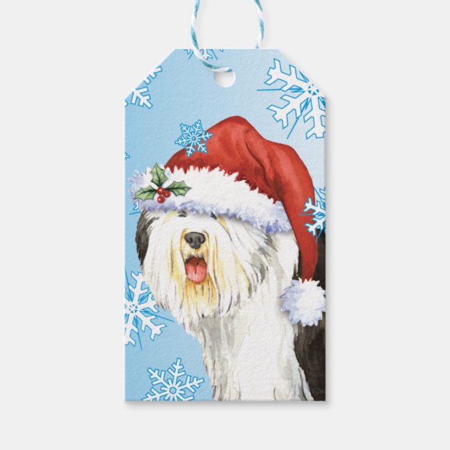 Étiquettes-cadeau Happy Howlidays Old English Sheepdog (Devant)
