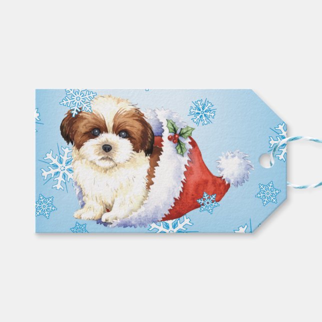 Étiquettes-cadeau Happy Howlidays Shih Tzu (Devant (Horizontal))