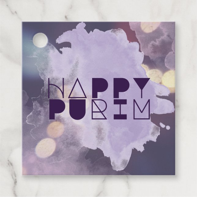 Étiquettes Cadeau HAPPY PURIM en violet (Devant)