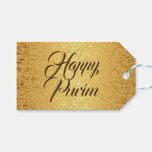 Étiquettes-cadeau Happy Purim Gift Tag Gold Brown Foil