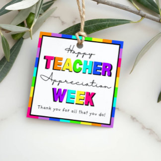 Étiquettes Cadeau Happy Teacher Appreciation Week Rainbow Preschool 