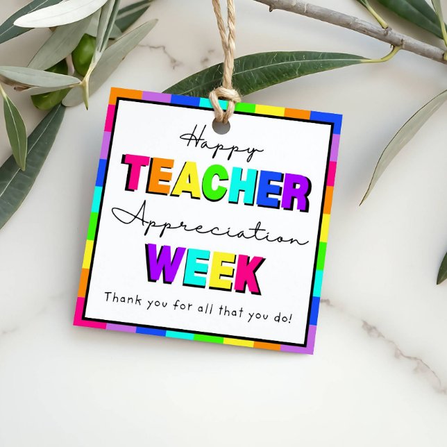 Étiquettes Cadeau Happy Teacher Appreciation Week Rainbow Preschool  (Créateur téléchargé)