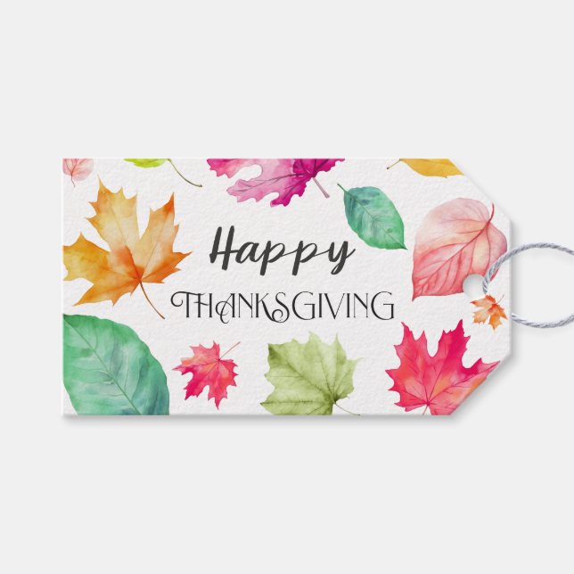 Étiquettes-cadeau Happy Thanksgiving (Devant (Horizontal))