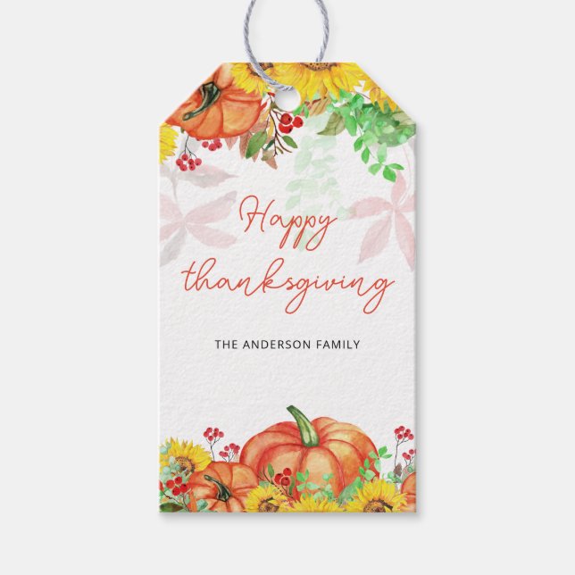 Étiquettes-cadeau Happy Thanksgiving (Devant)