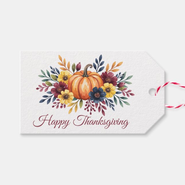 Étiquettes-cadeau Happy Thanksgiving (Devant (Horizontal))