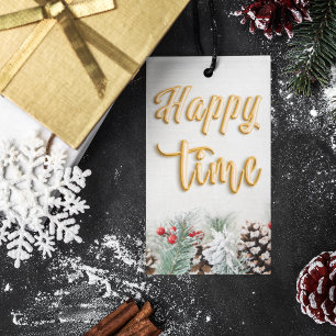 Étiquettes-cadeau Happy time Festive neige Noël Tags cadeaux
