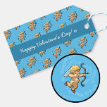 Étiquettes-cadeau Happy Valentine's Day Cupid Romantic Pixel Pattern<br><div class="desc">Gift tags for your Valentine's or romantic gifts, featuring Cupid, god of love, desire, affection and attraction; a winged, curly haired cherub with a bow and arrow. Change the default "Happy Valentine's Day! x" text to your preferred message. Hand write a personal message in the window on the reverse. Original...</div>