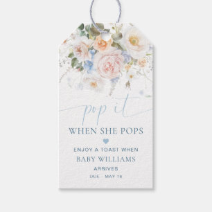 Étiquettes-cadeau Hargrove Blue Floral Baby shower Pop It