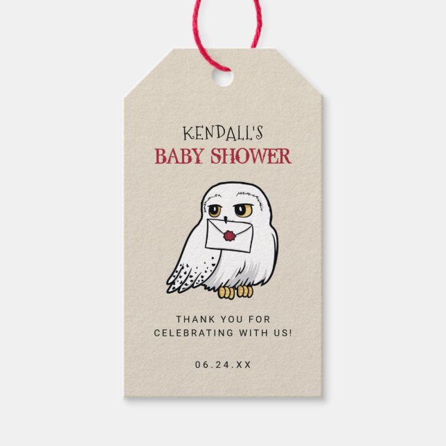 Étiquettes-cadeau Harry Potter | Hedwig Baby Shower Merci (Devant)