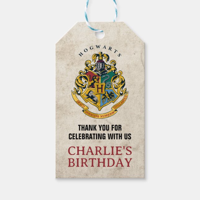 Étiquettes-cadeau Harry Potter | Hogwarts Anniversaire Remerciements (Devant)