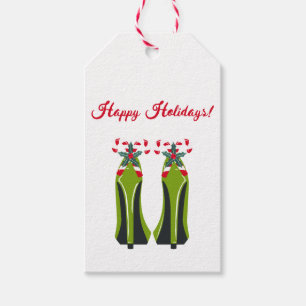 Étiquettes-cadeau Haut talons verts avec Sucres de canne