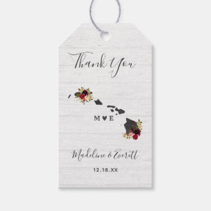 Étiquettes-cadeau Hawaii State Destination Rustique Mariage Merci