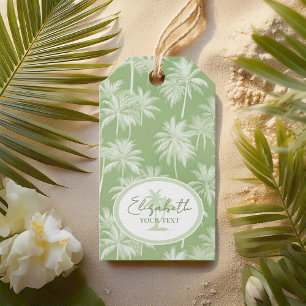 Étiquettes-cadeau Hawaiian Palm Tree Silhouette Motif Green ID1093
